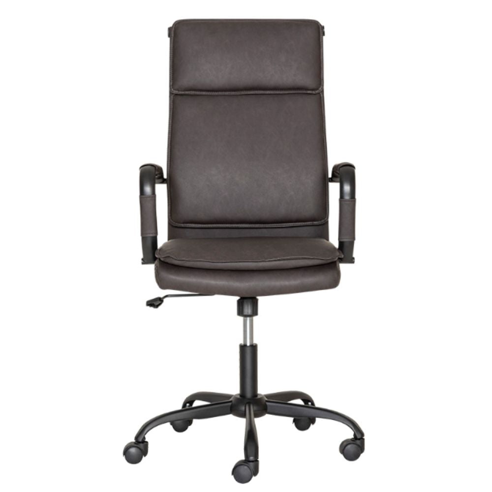 Silla directiva Albar GA-005A con respaldo tapizado en vinilo, brazos de acero y base metálica