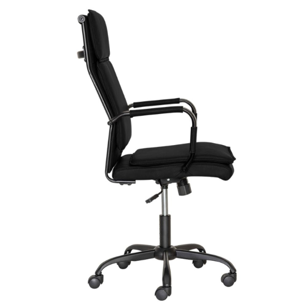 Silla directiva Albar GA-005A con respaldo tapizado en vinilo, brazos de acero y base metálica