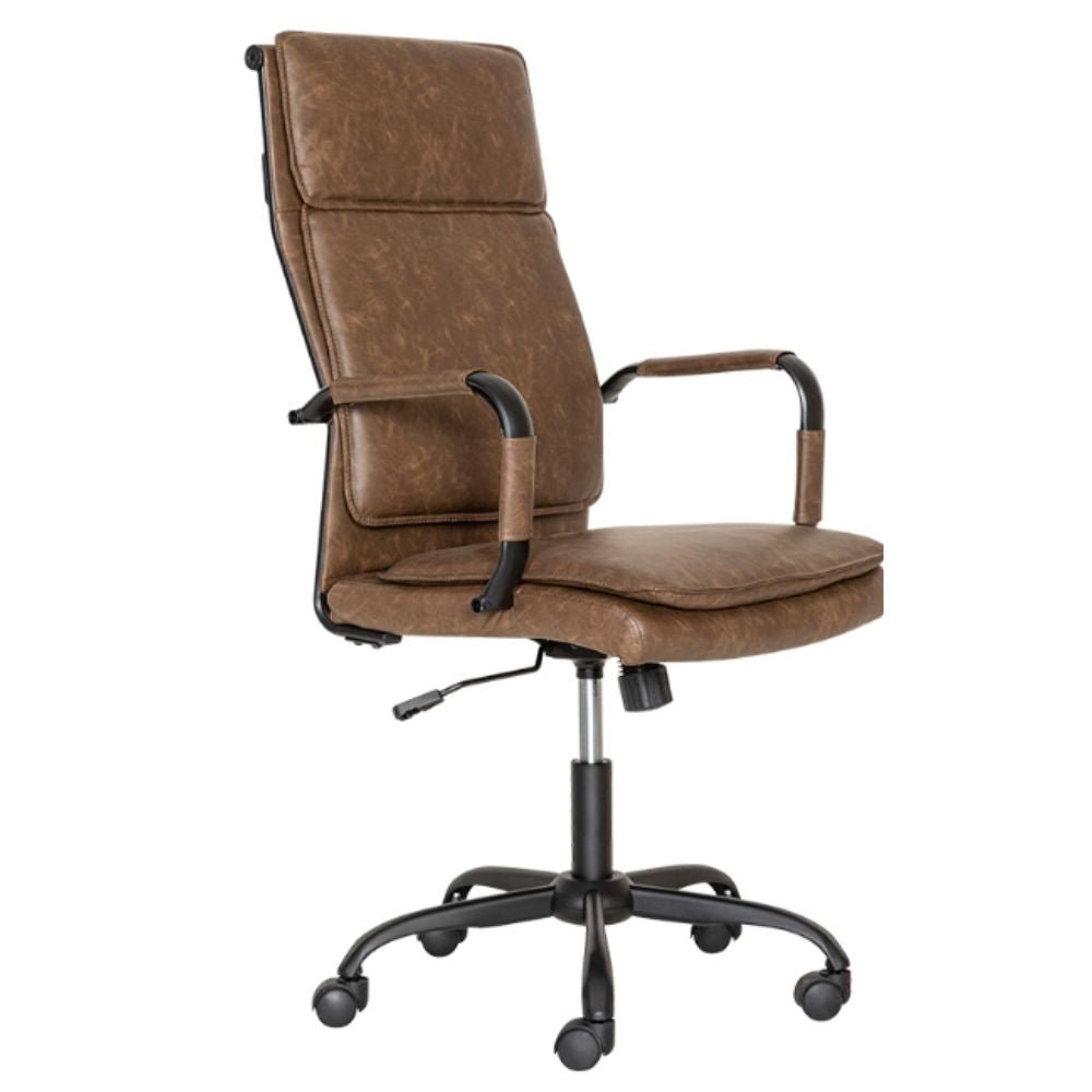 Silla directiva Albar GA-005A con respaldo tapizado en vinilo, brazos de acero y base metálica