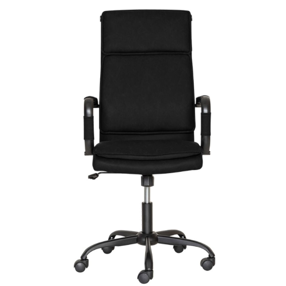 Silla directiva Albar GA-005A con respaldo tapizado en vinilo, brazos de acero y base metálica