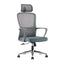 Silla ejecutiva ALBAR LK-20CC con respaldo en malla y base cromada de 5 puntas.