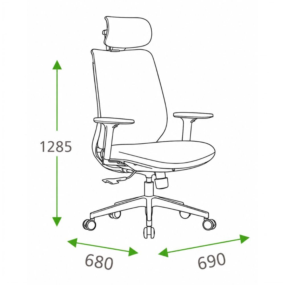 Silla de Oficina Ejecutiva Cabecera Ajustable - VERSA ERGOSTAR MARE - Gris - Respaldo en Malla y Asiento Tapizado - ES-220 - VERSA - NOGAL BEAT - Silla Ejecutiva