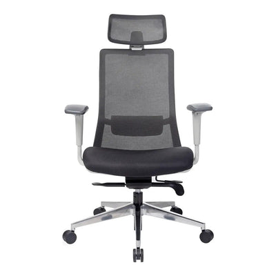 Silla de Oficina Ejecutiva con Cabecera - VERSA ALTUS - Estructura Aluminio - Asiento Tapizado y Respaldo Alto con Soporte Lumbar - AL-2628 - VERSA - NOGAL BEAT - Silla Ejecutiva