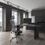 Silla ejecutiva Offiho Snap OHE-45 negro gris con respaldo en malla y asiento tapizado.