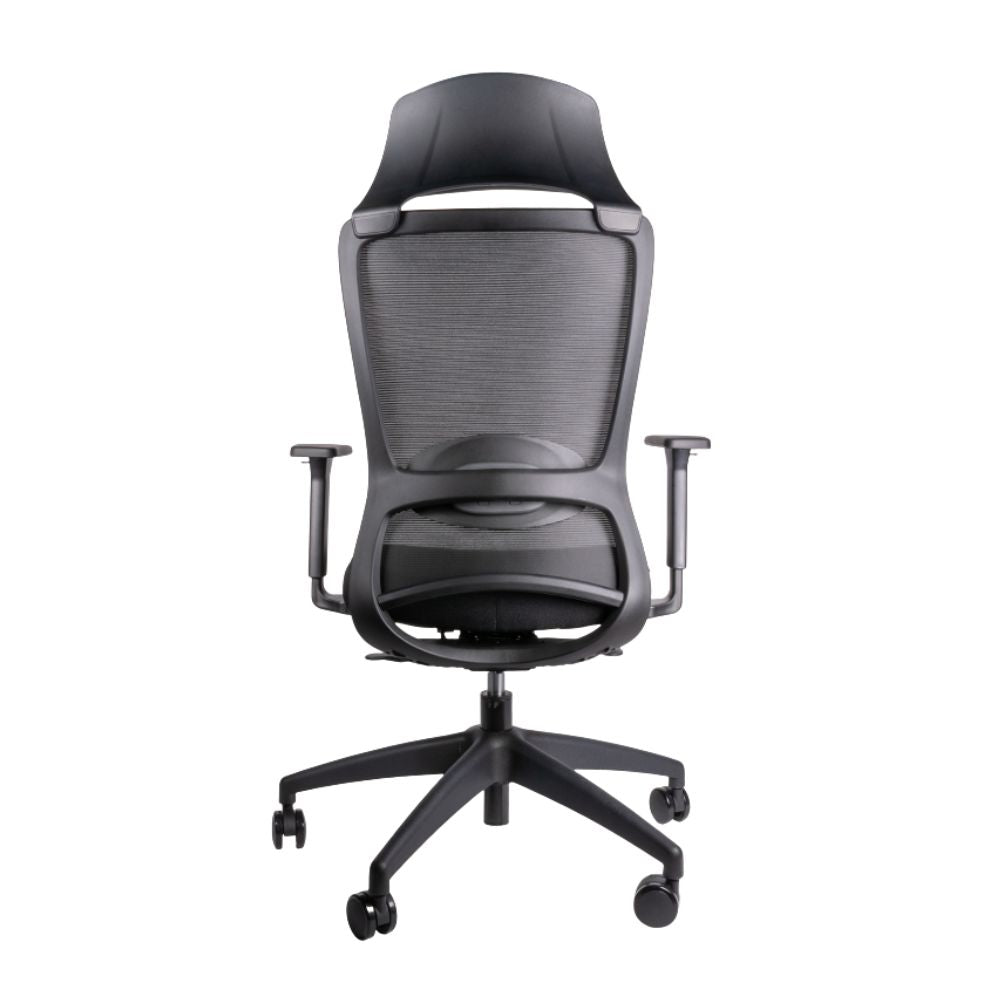 Silla de Oficina Ejecutiva Ergonómica - OFFIHO WICKER OHE - 140 - Respaldo en Malla y Asiento Tapizado - OHE - 140 - OFFIHO - NOGAL BEAT - Sillas de Oficina