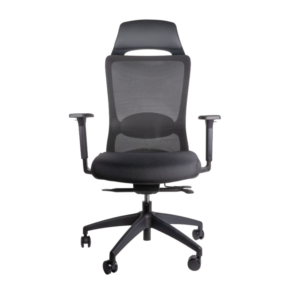 Silla de Oficina Ejecutiva Ergonómica - OFFIHO WICKER OHE - 140 - Respaldo en Malla y Asiento Tapizado - OHE - 140 - OFFIHO - NOGAL BEAT - Sillas de Oficina