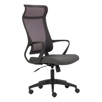 Silla ejecutiva MOBILIARIO EN MOVIMIENTO Alzette negro con respaldo alto en malla y base certificada BIFMA.