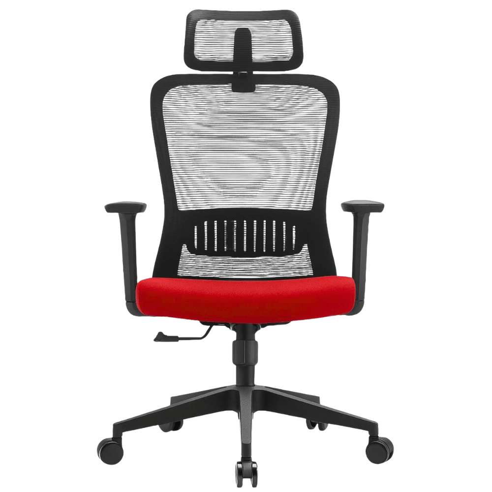 Silla ejecutiva GERSA Fent Alto negro con respaldo en malla y soporte lumbar ajustable.