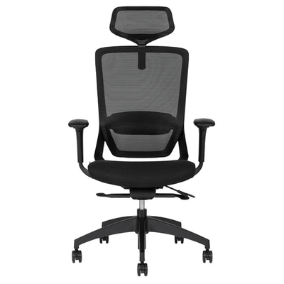 Silla ejecutiva Techno Soul Express Black Respaldo Alto negro con respaldo en malla y soporte lumbar ajustable.