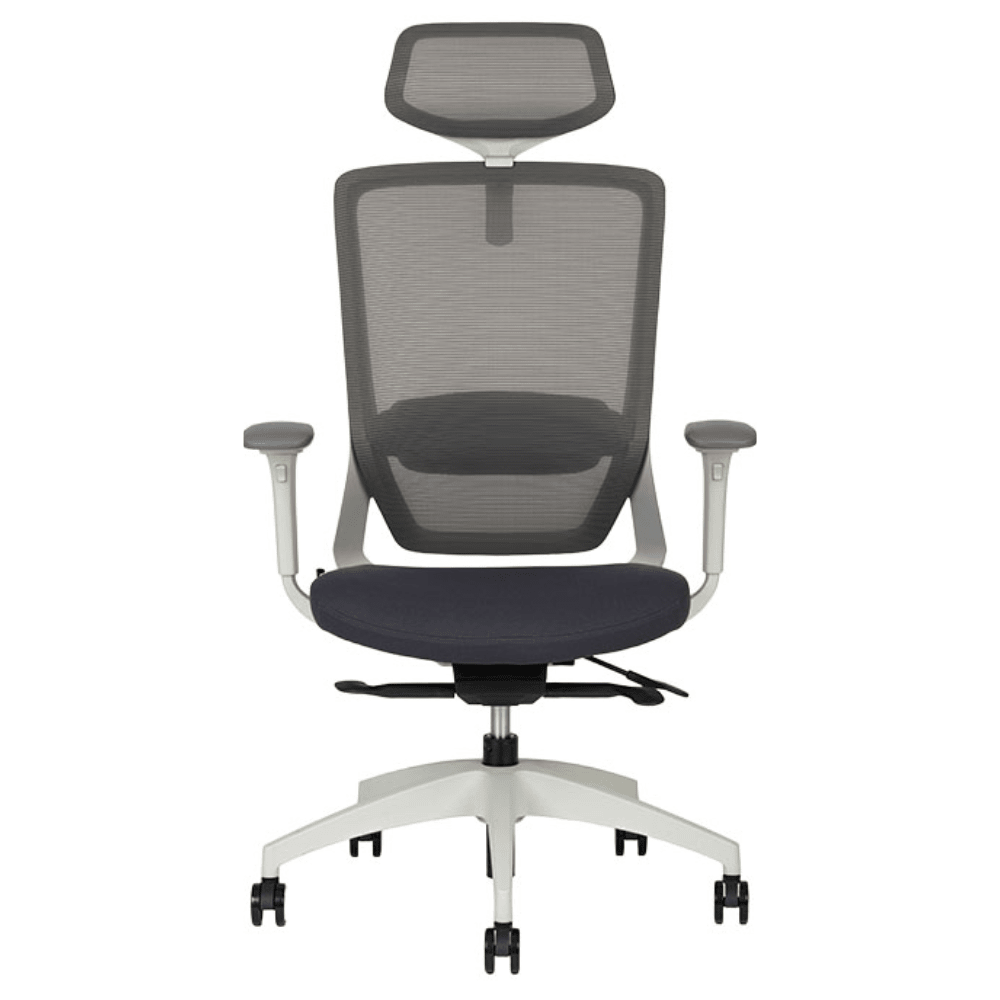 Silla ejecutiva Techno Soul Express White Respaldo Alto blanca con respaldo en malla y soporte lumbar ajustable.