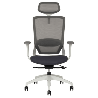 Silla ejecutiva Techno Soul Express White Respaldo Alto blanca con respaldo en malla y soporte lumbar ajustable.
