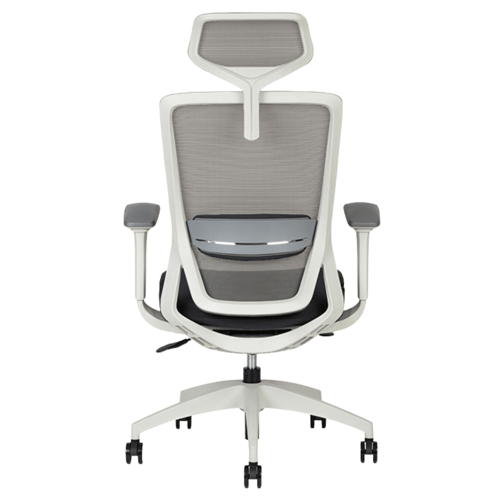 Silla ejecutiva Techno Soul Express White Respaldo Alto blanca con respaldo en malla y soporte lumbar ajustable.