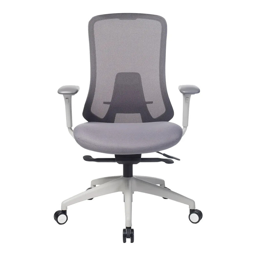 Silla de Oficina Ejecutiva - VERSA ALTUS ANIA - Estructura Aluminio - Asiento Tapizado en Tela y Respaldo en Malla - AL-2622 - VERSA - NOGAL BEAT - Silla Ejecutiva