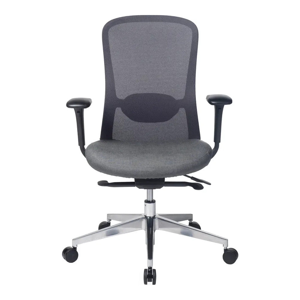 Silla de Oficina Ejecutiva - VERSA ALTUS OMNIA - Estructura Aluminio - Asiento Tapizado en Tela y Respaldo en Malla - AL-2627 - VERSA - NOGAL BEAT - Silla Ejecutiva