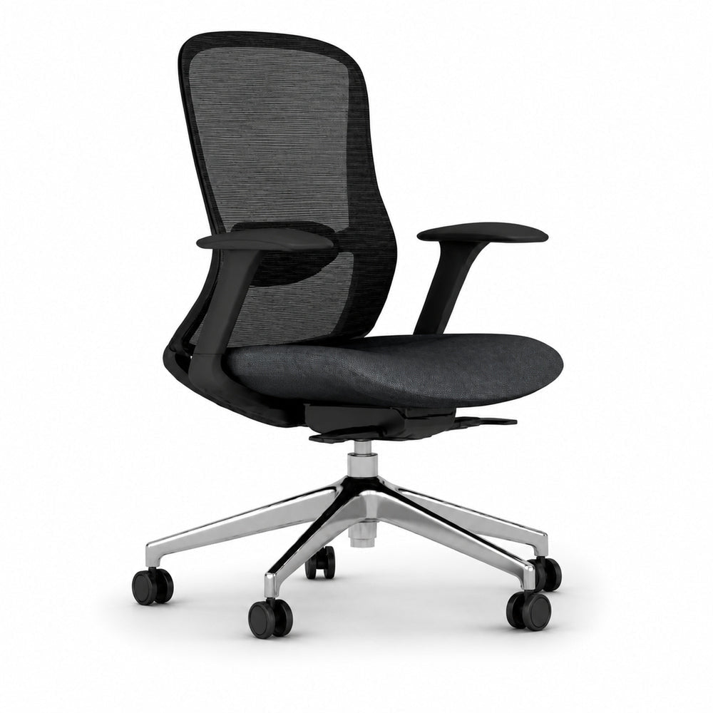 Silla de Oficina Ejecutiva - VERSA ALTUS OMNIA - Estructura Aluminio - Asiento Tapizado en Tela y Respaldo en Malla - AL-2627 - VERSA - NOGAL BEAT - Silla Ejecutiva