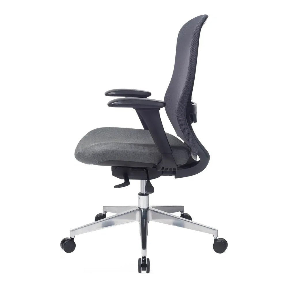 Silla de Oficina Ejecutiva - VERSA ALTUS OMNIA - Estructura Aluminio - Asiento Tapizado en Tela y Respaldo en Malla - AL-2627 - VERSA - NOGAL BEAT - Silla Ejecutiva