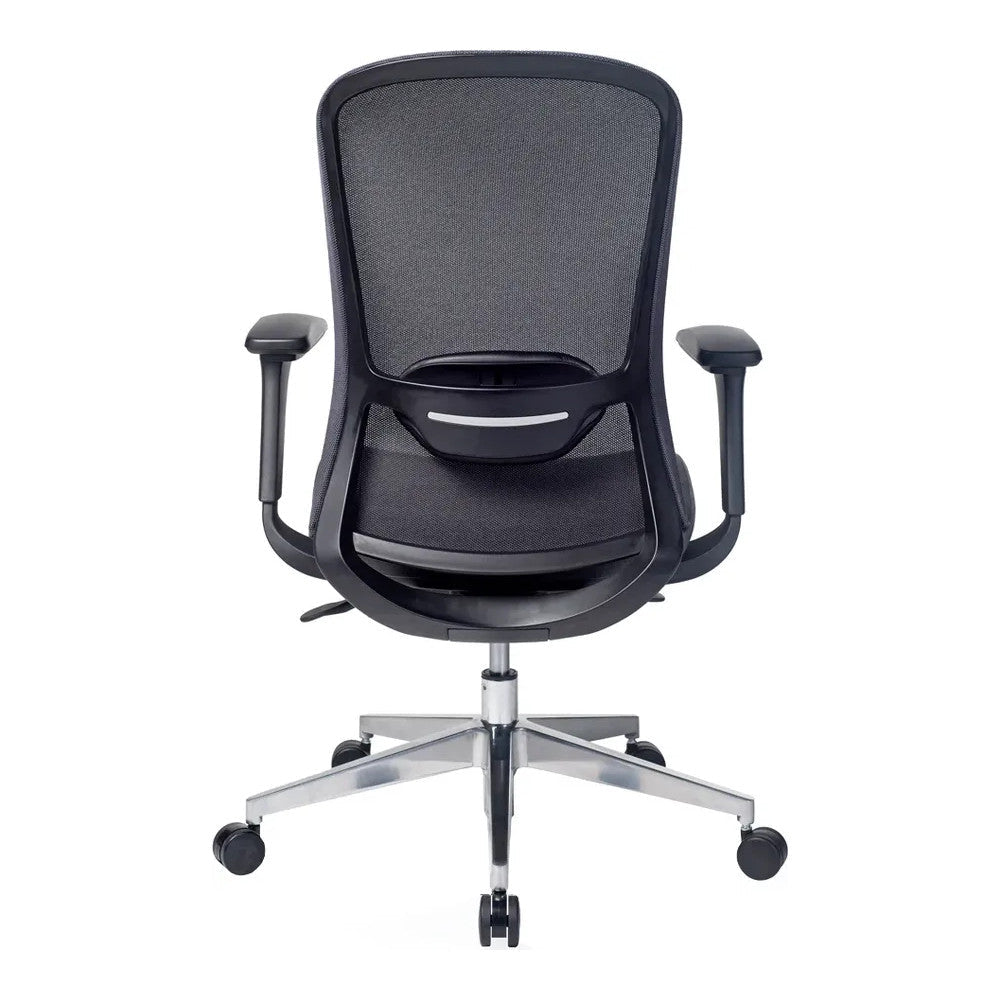 Silla de Oficina Ejecutiva - VERSA ALTUS OMNIA - Estructura Aluminio - Asiento Tapizado en Tela y Respaldo en Malla - AL-2627 - VERSA - NOGAL BEAT - Silla Ejecutiva