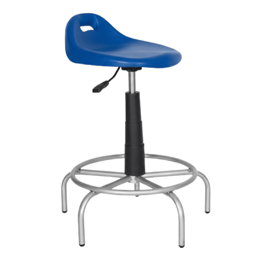 Silla industrial Albar Spider con asiento en polietileno y base tubular de 5 puntas con descansa pies