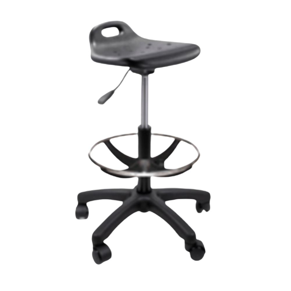 Silla industrial Offiho Heavy Duty Line OHI-49 con asiento en poliuretano negro y base de 5 puntas en poliamida