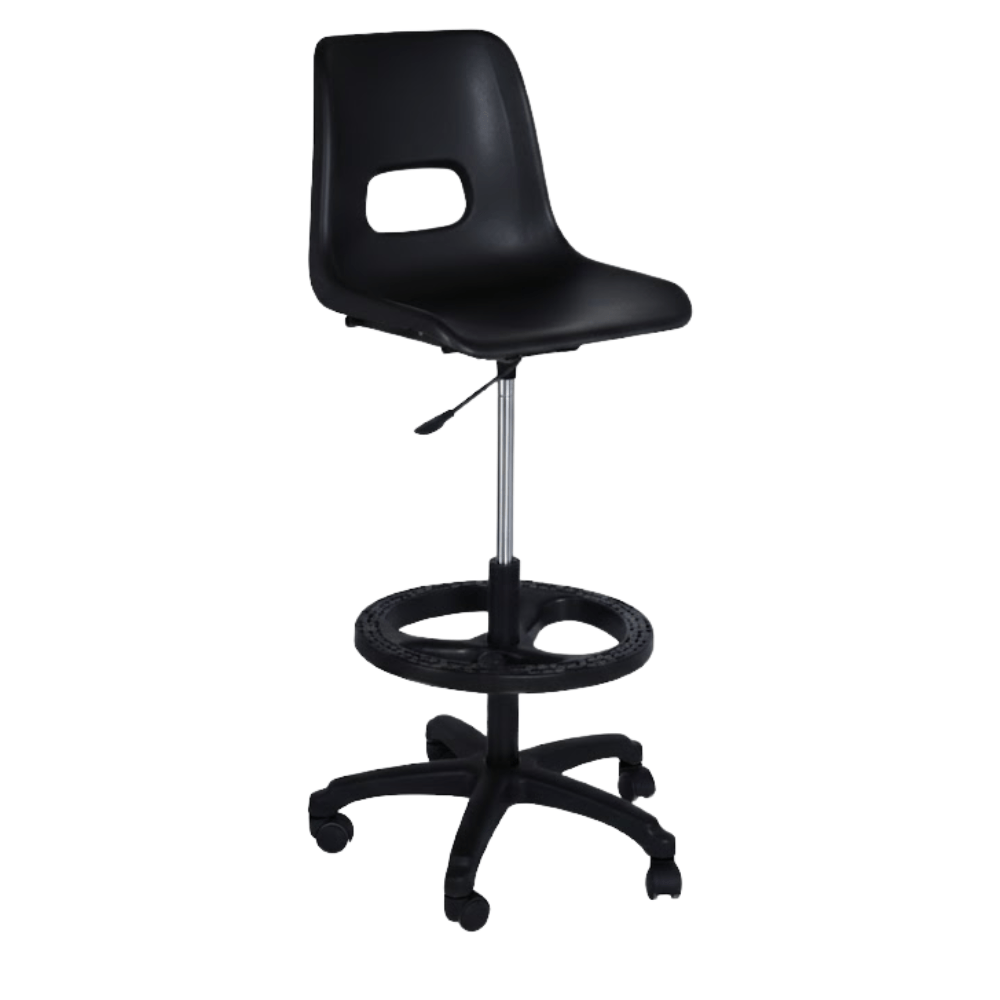 Silla de oficina kit cajero ALBAR PL-19 A con asiento y respaldo de polipropileno, base de nylon de 5 puntas y descansa pies