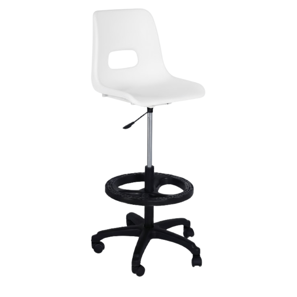 Silla de oficina kit cajero ALBAR PL-19 A con asiento y respaldo de polipropileno, base de nylon de 5 puntas y descansa pies