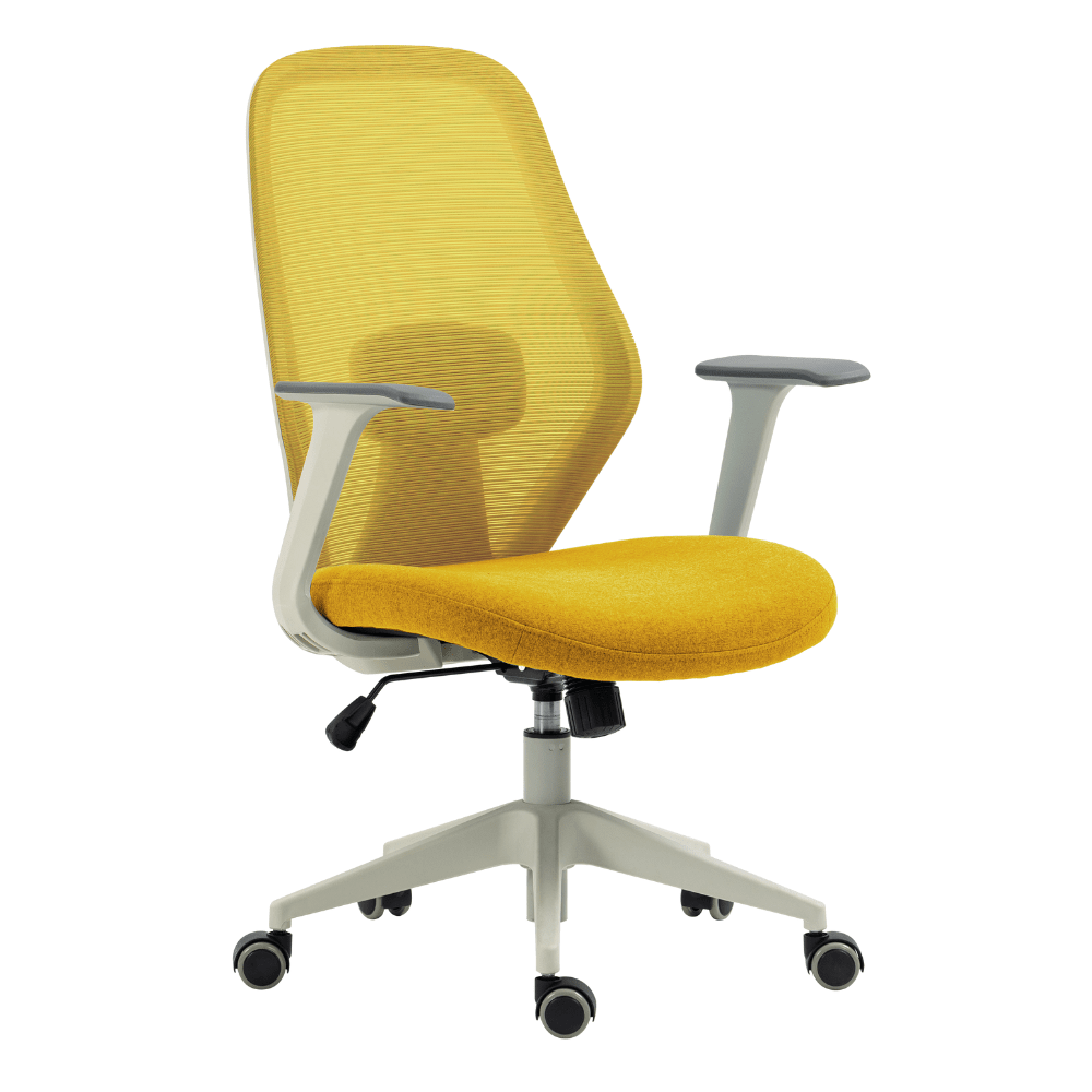 Silla De Oficina Operativa - AC - 20 GA - Amarillo - Respaldo En Malla y Asiento Tapizado - AC - 20 GA - ALBAR - NOGAL BEAT - Silla de oficina