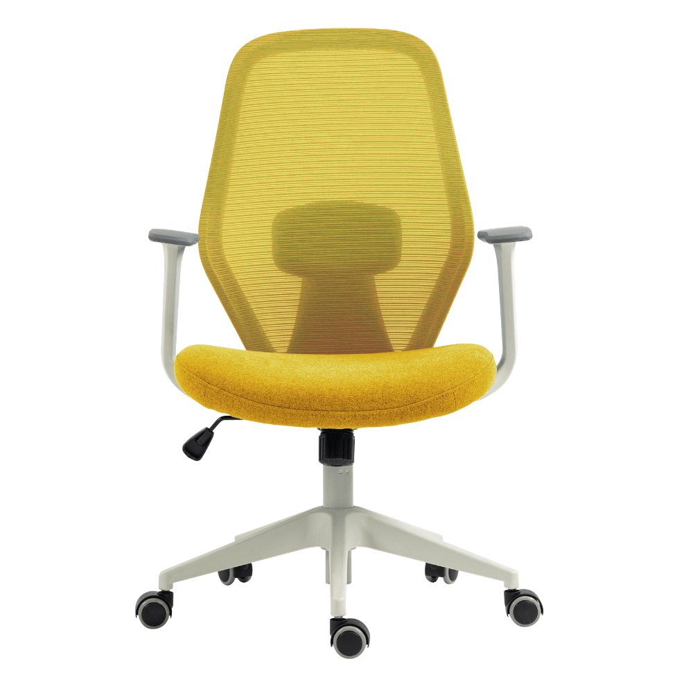 Silla De Oficina Operativa - AC - 20 GA - Amarillo - Respaldo En Malla y Asiento Tapizado - AC - 20 GA - ALBAR - NOGAL BEAT - Silla de oficina