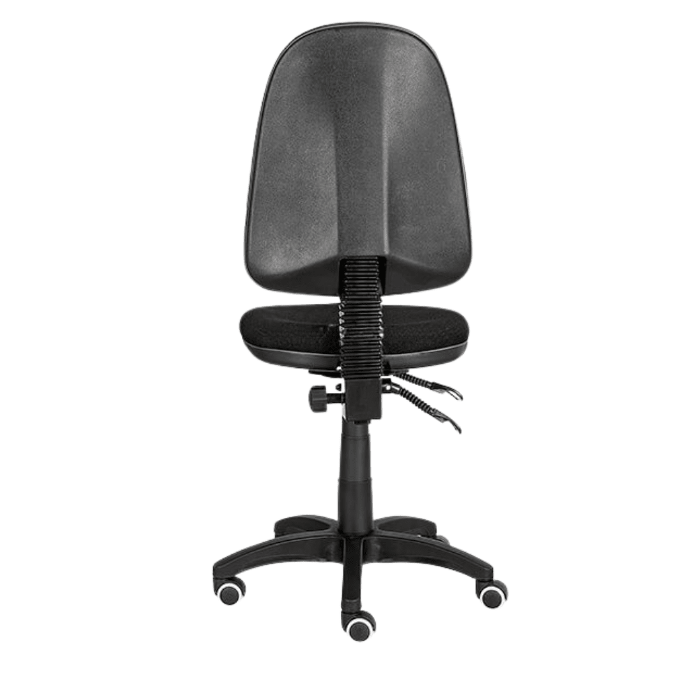 Silla operativa ALBAR E-90N SB negra con respaldo y asiento tapizados sobre base de nylon de cinco puntas