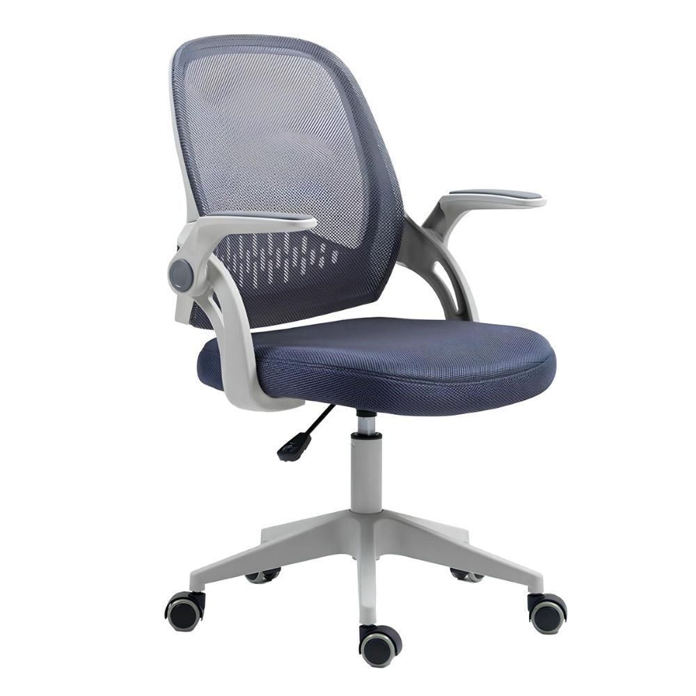 Silla operativa ALBAR LK-23 con respaldo en malla, asiento tapizado, brazos ajustables y base de nylon