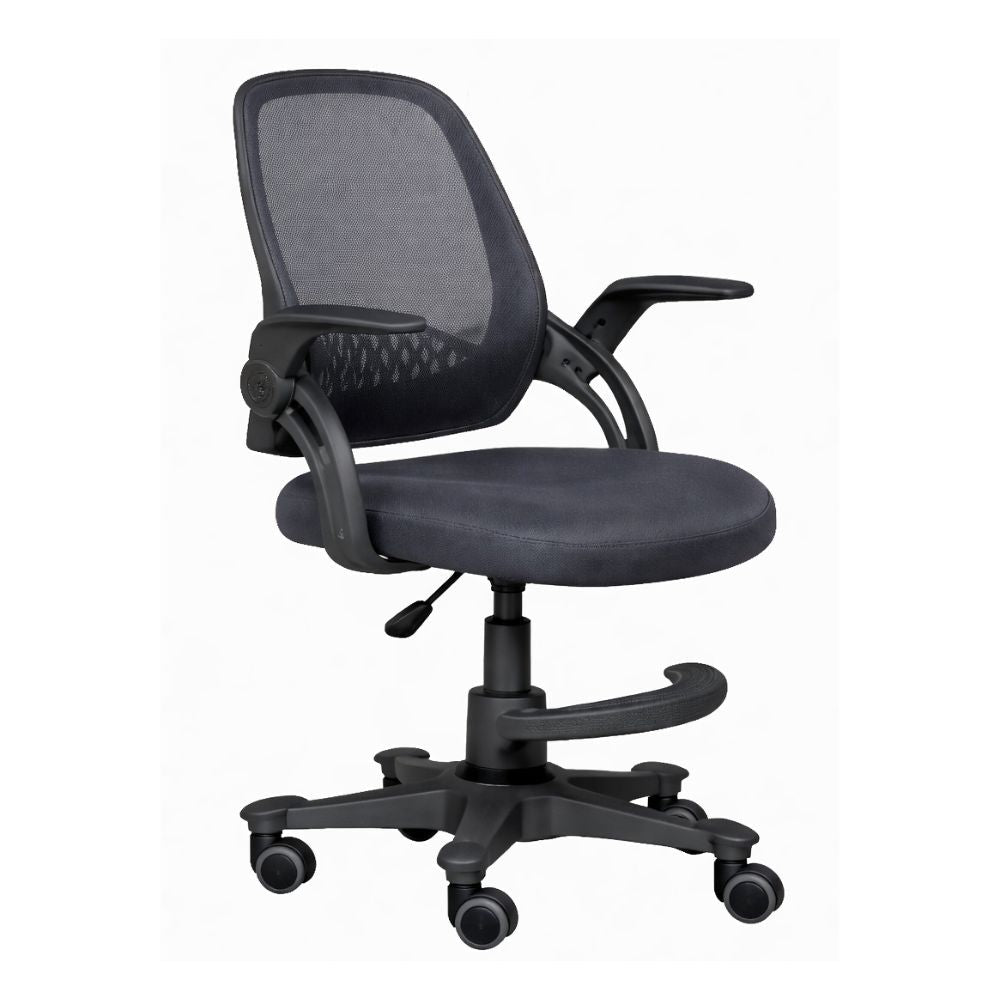 Silla de oficina operativa Albar LK-23D con respaldo en malla, asiento tapizado y base estrella de nylon