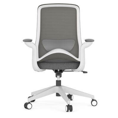Silla de oficina operativa OFFIHO DOLPHIN OHE-111 gris con respaldo en malla, asiento tapizado y base de estrella de 5 puntas.