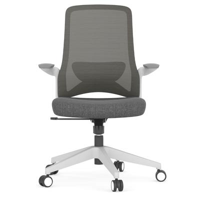 Silla de oficina operativa OFFIHO DOLPHIN OHE-111 gris con respaldo en malla, asiento tapizado y base de estrella de 5 puntas.