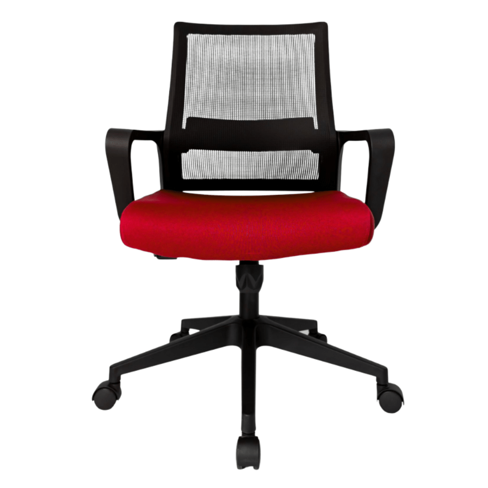 Silla de oficina operativa Gersa E-17551-INY negra con respaldo en malla, asiento tapizado y base de nylon