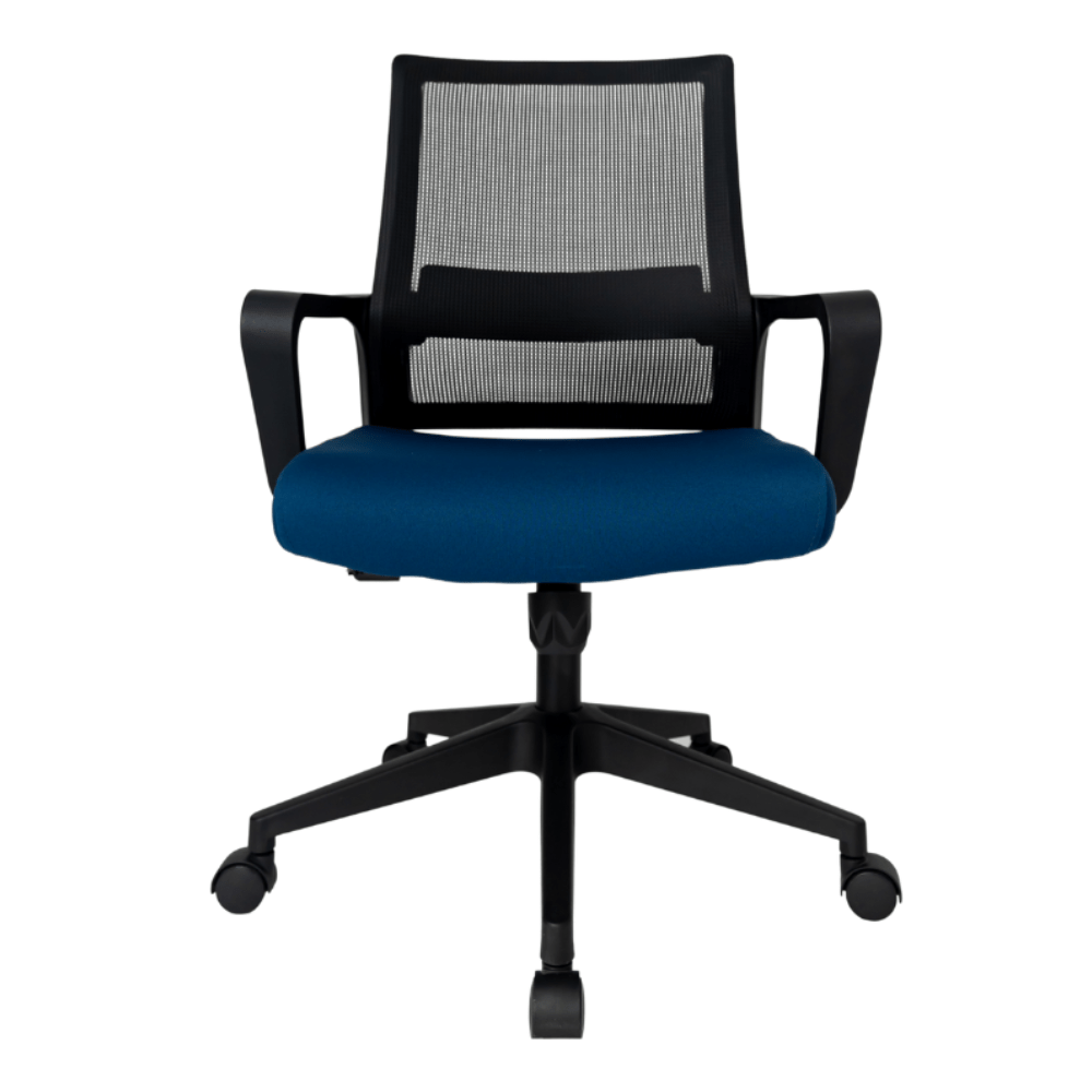 Silla de oficina operativa Gersa E-17551-INY negra con respaldo en malla, asiento tapizado y base de nylon