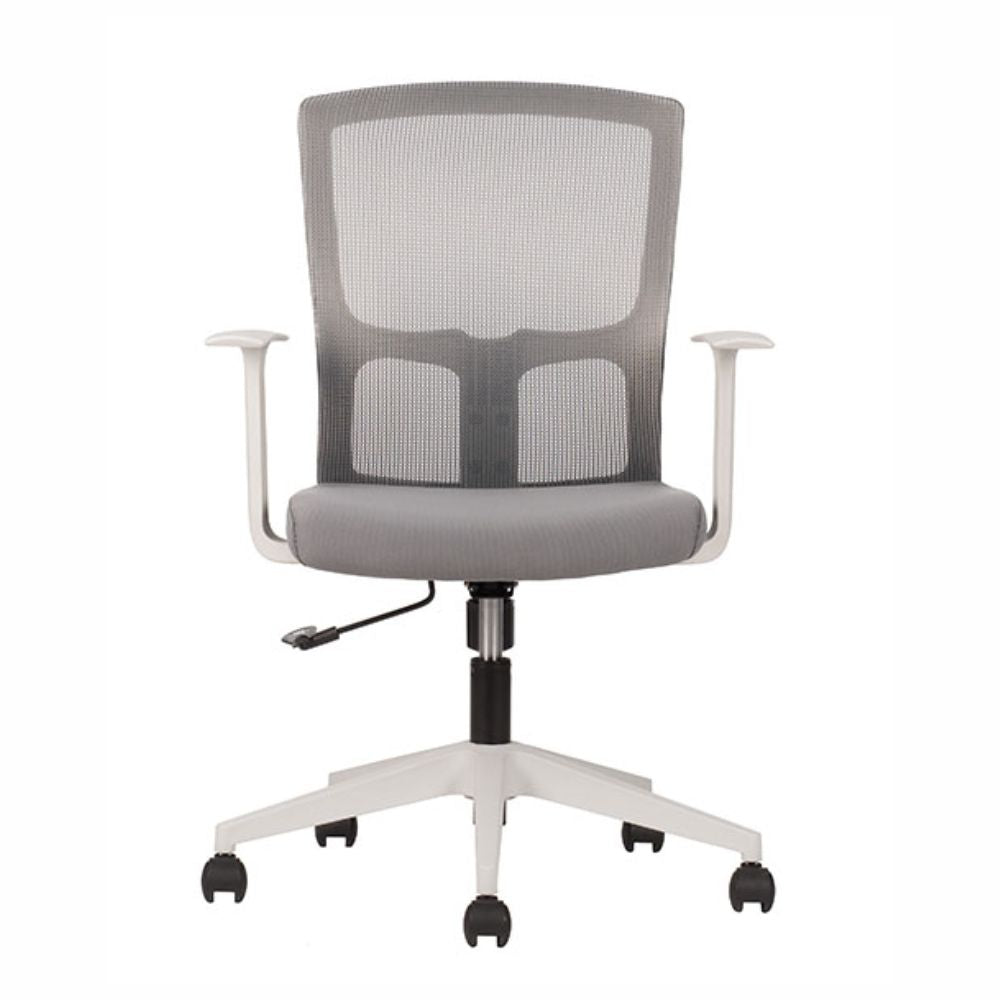 Silla de oficina operativa TECHNO CLICK con respaldo Smartmesh, asiento tapizado y base de 5 puntas en nylon.
