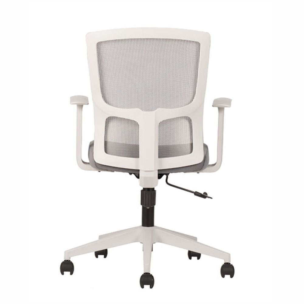 Silla de oficina operativa TECHNO CLICK con respaldo Smartmesh, asiento tapizado y base de 5 puntas en nylon.