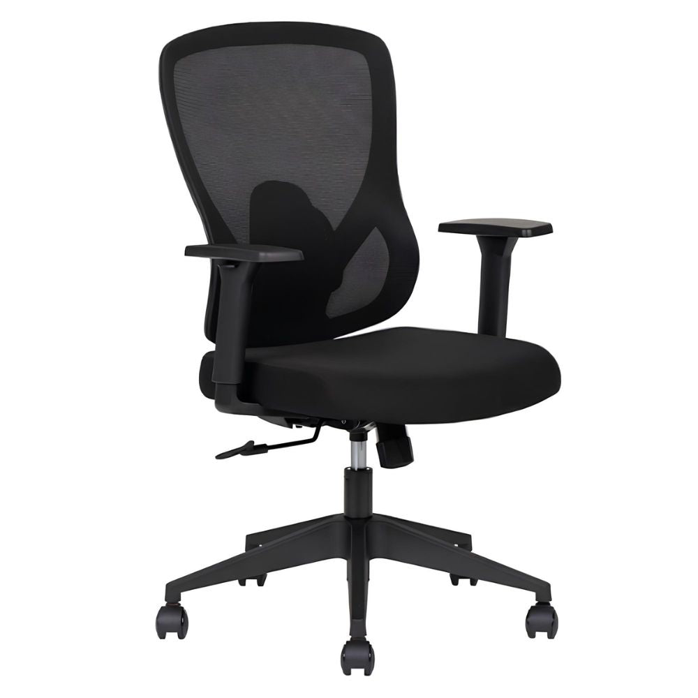 Silla De Oficina Operativa - TECHNO PILOT BLACK RESPALDO BAJO - Negro - Respaldo en Malla y Asiento Tapizado - PILOT BLACK RESPALDO BAJO - Techno - NOGAL BEAT - Silla de Oficina