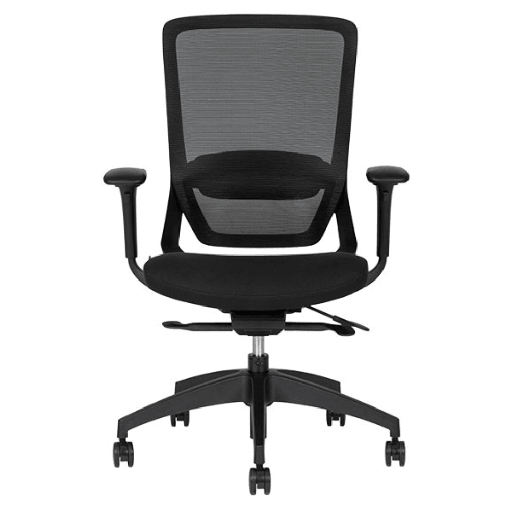 Silla operativa Techno Soul Express Black de respaldo bajo en malla negra, asiento tapizado y base de nylon