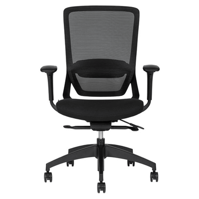 Silla operativa Techno Soul Express Black de respaldo bajo en malla negra, asiento tapizado y base de nylon