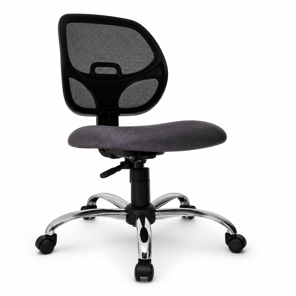 Silla de Oficina Operativa - VERSA ALTUS MACRO - Estructura Aluminio - Asiento Tapizado y Respaldo en Malla y Estrella 5 Puntas Aluminio Pulido - AL-418C - VERSA - NOGAL BEAT - Silla Operativa