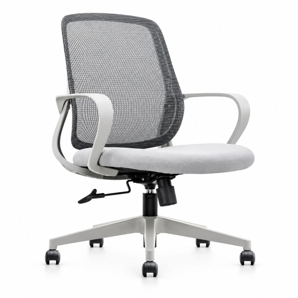 Silla de Oficina Operativa - VERSA ERGOSTAR GYRO - Gris - Respaldo en Malla y Asiento Tapizado - ES-190 - VERSA - NOGAL BEAT - Silla Operativa
