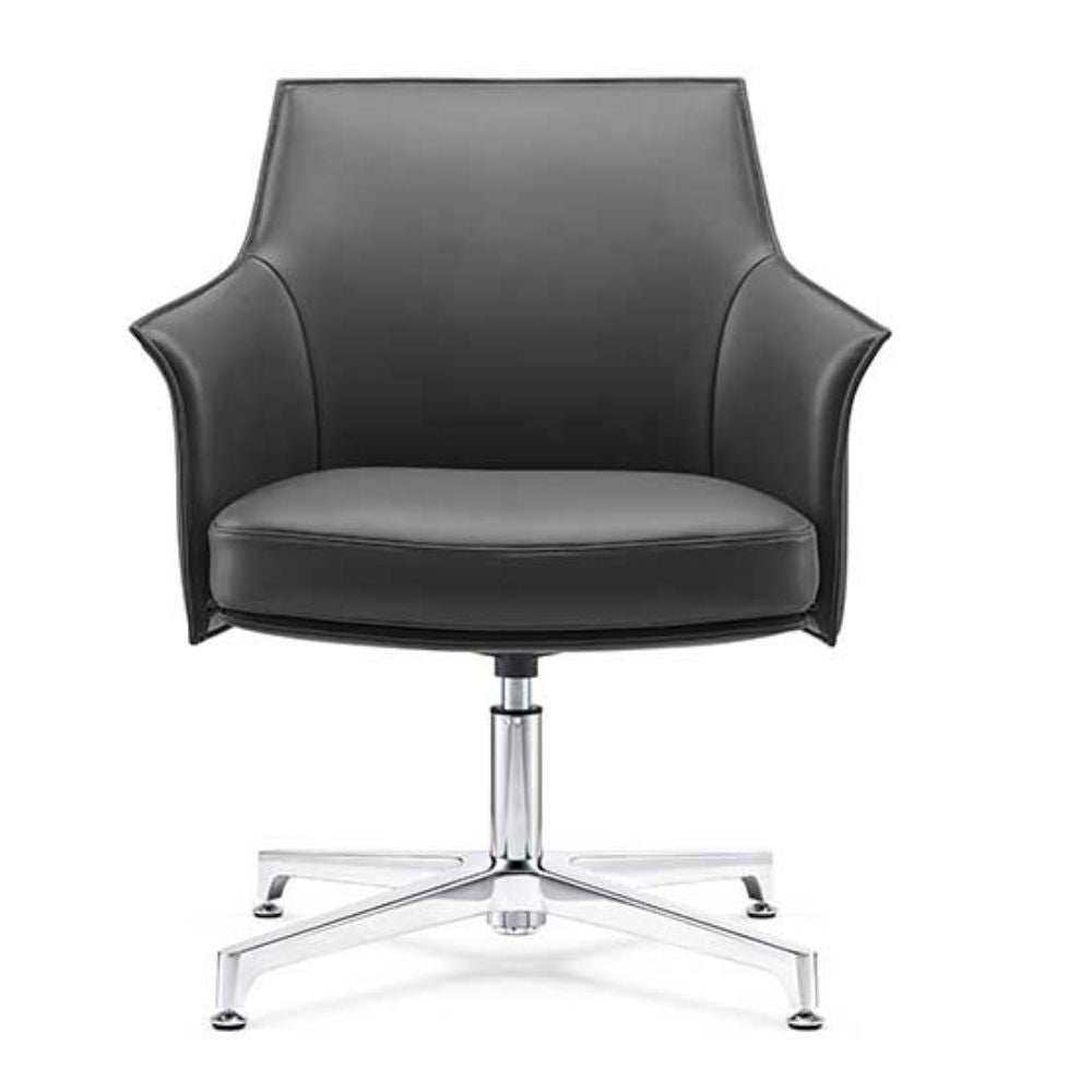 Silla de visita TECHNO DREAM con base de cuatro puntas en aluminio pulido y asiento tapizado.