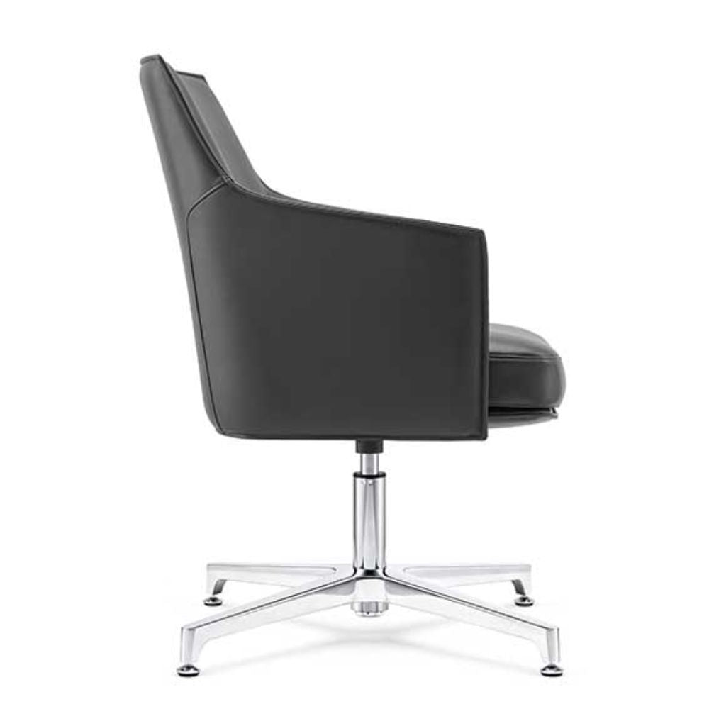 Silla de visita TECHNO DREAM con base de cuatro puntas en aluminio pulido y asiento tapizado.