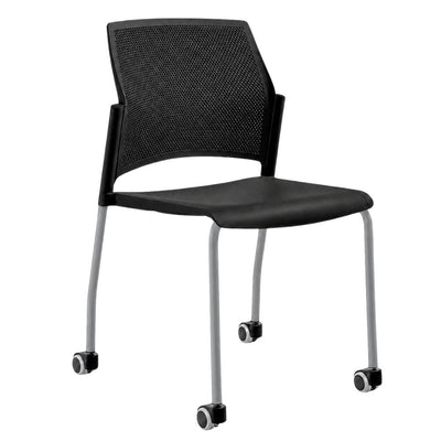 Silla de Oficina Respaldo Multiperforado - LABENZE REPLAY 106-0610r - Varios Colores - Patas Tubular Gris sin Brazos