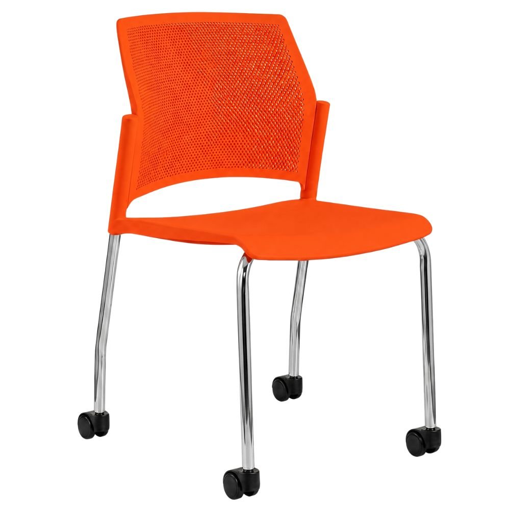 Silla de Oficina Respaldo Multiperforado - LABENZE REPLAY 106-0620r - Varios Colores - Patas Tubular Cromo sin Brazos - 106-0620R - Labenze - NOGAL BEAT - Silla de Visita