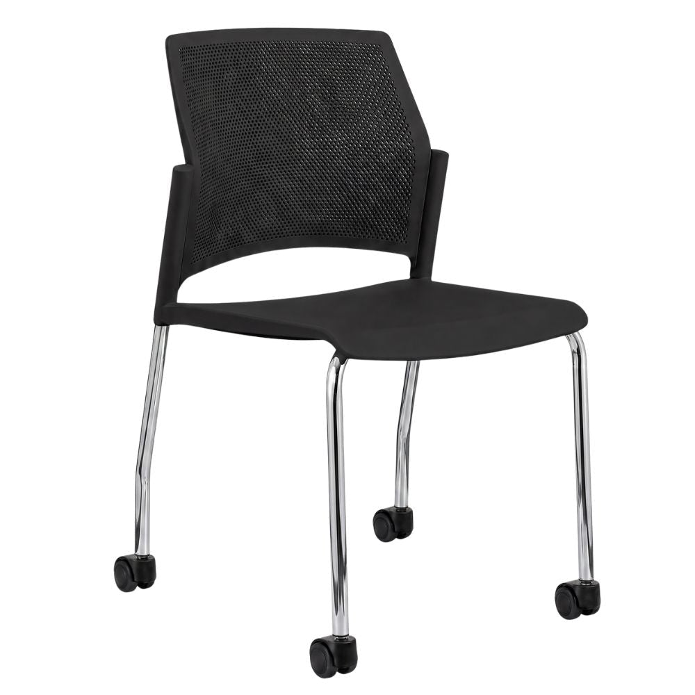 Silla de Oficina Respaldo Multiperforado - LABENZE REPLAY 106-0620r - Varios Colores - Patas Tubular Cromo sin Brazos - 106-0620R - Labenze - NOGAL BEAT - Silla de Visita