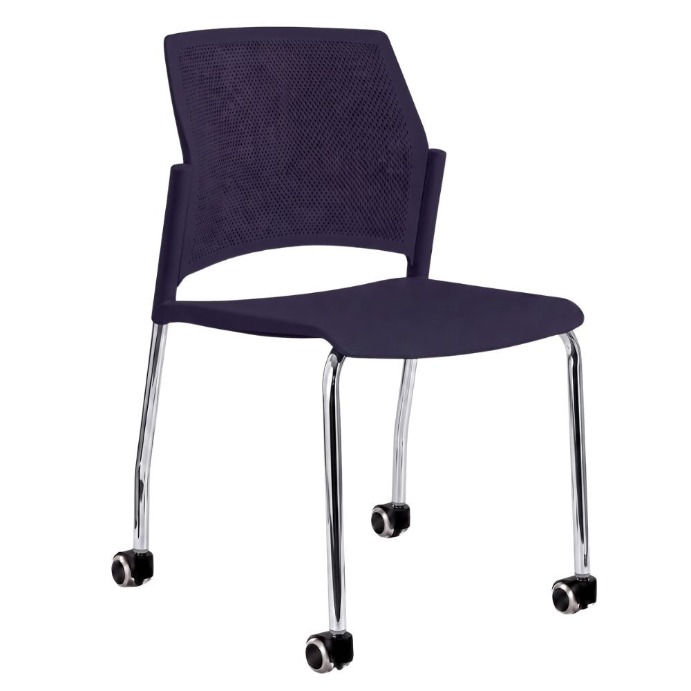 Silla de Oficina Respaldo Multiperforado - LABENZE REPLAY 106-0620r - Varios Colores - Patas Tubular Cromo sin Brazos - 106-0620R - Labenze - NOGAL BEAT - Silla de Visita