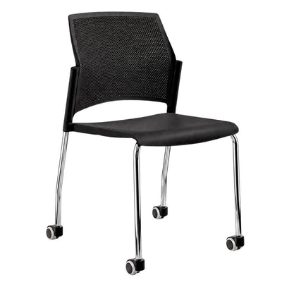 Silla de Oficina Respaldo Multiperforado - LABENZE REPLAY 106-0620r - Varios Colores - Patas Tubular Cromo sin Brazos - 106-0620R - Labenze - NOGAL BEAT - Silla de Visita
