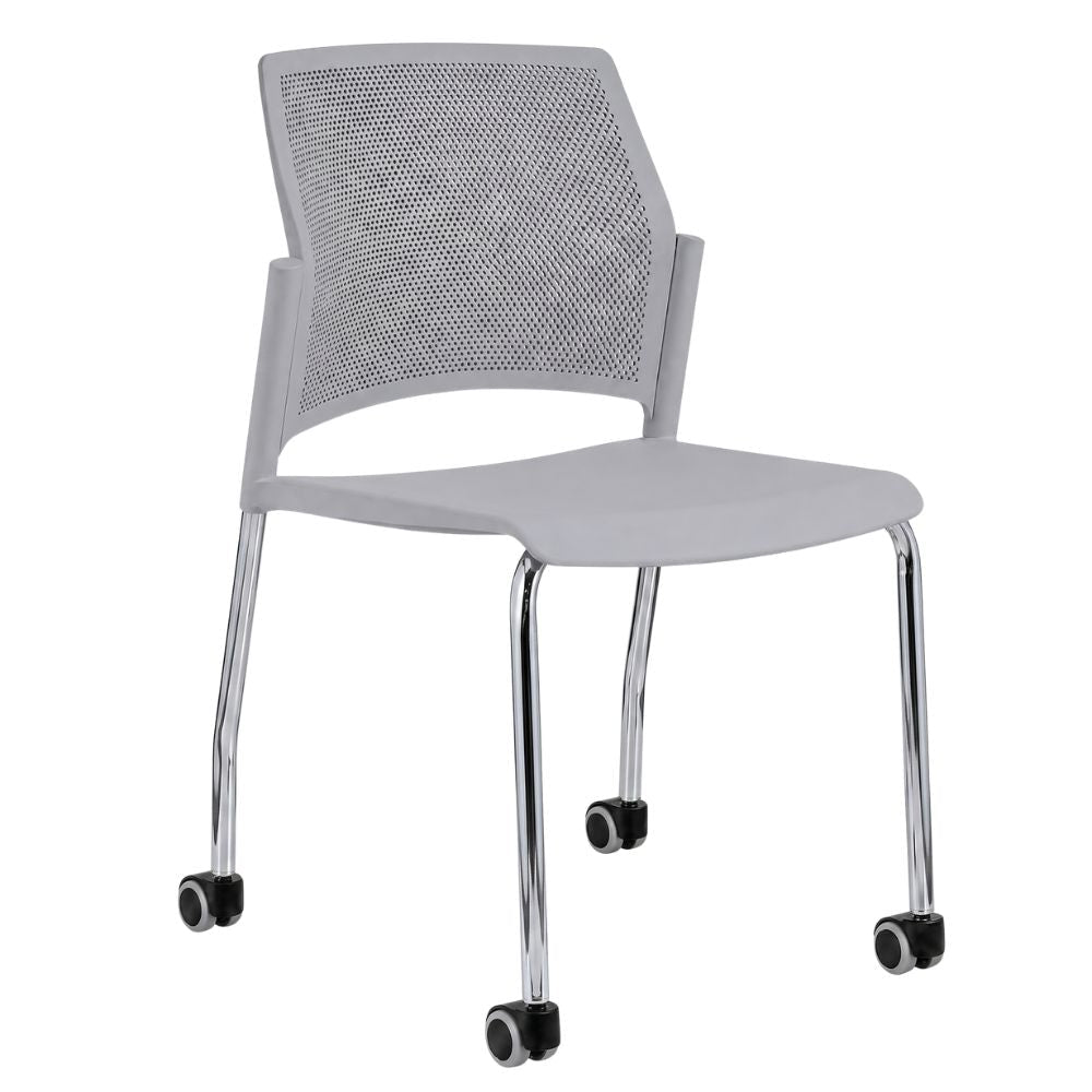 Silla de Oficina Respaldo Multiperforado - LABENZE REPLAY 106-0620r - Varios Colores - Patas Tubular Cromo sin Brazos - 106-0620R - Labenze - NOGAL BEAT - Silla de Visita