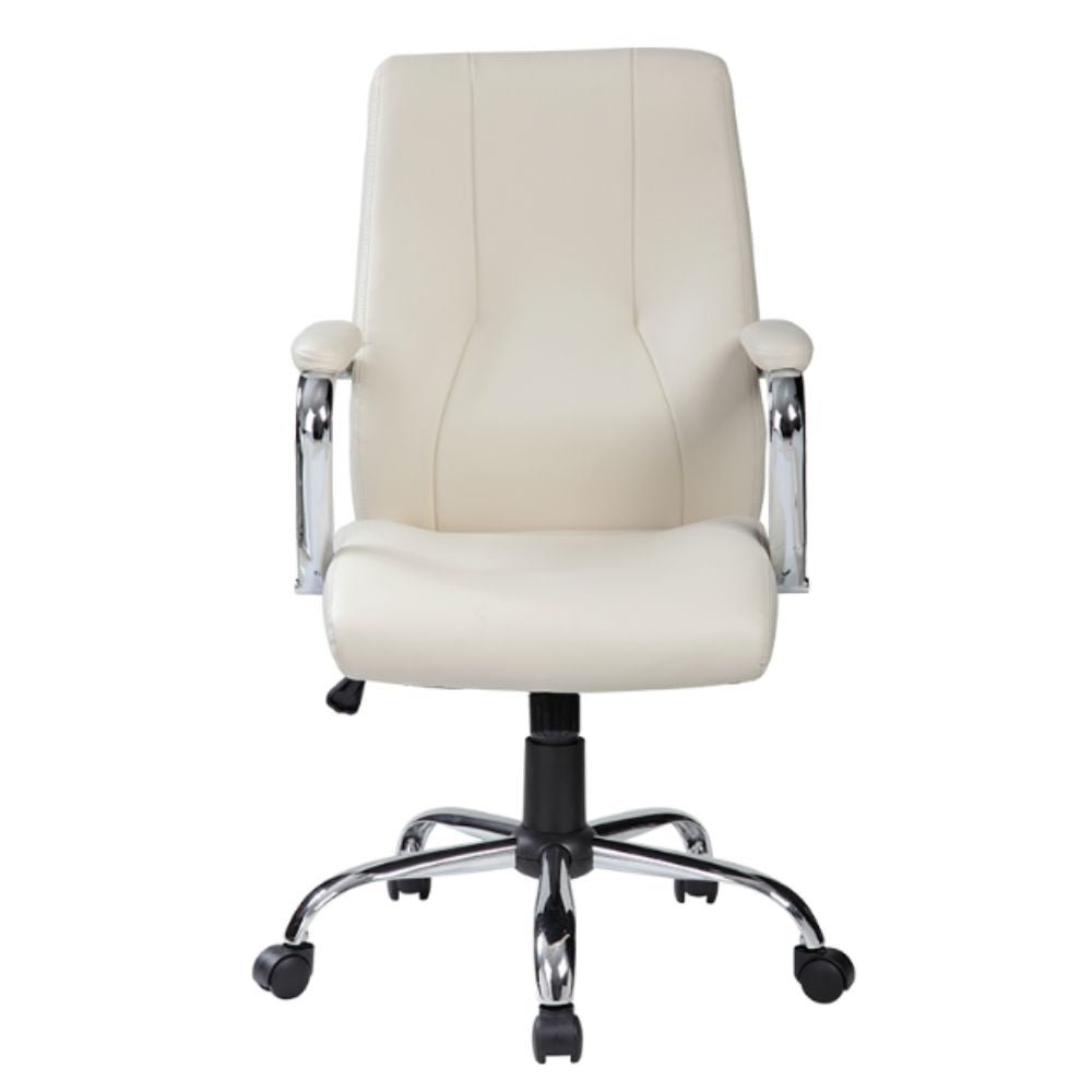 Silla de oficina secretarial Albar E-510 tapizada en vinil con brazos fijos de cromo y base estrella cromo